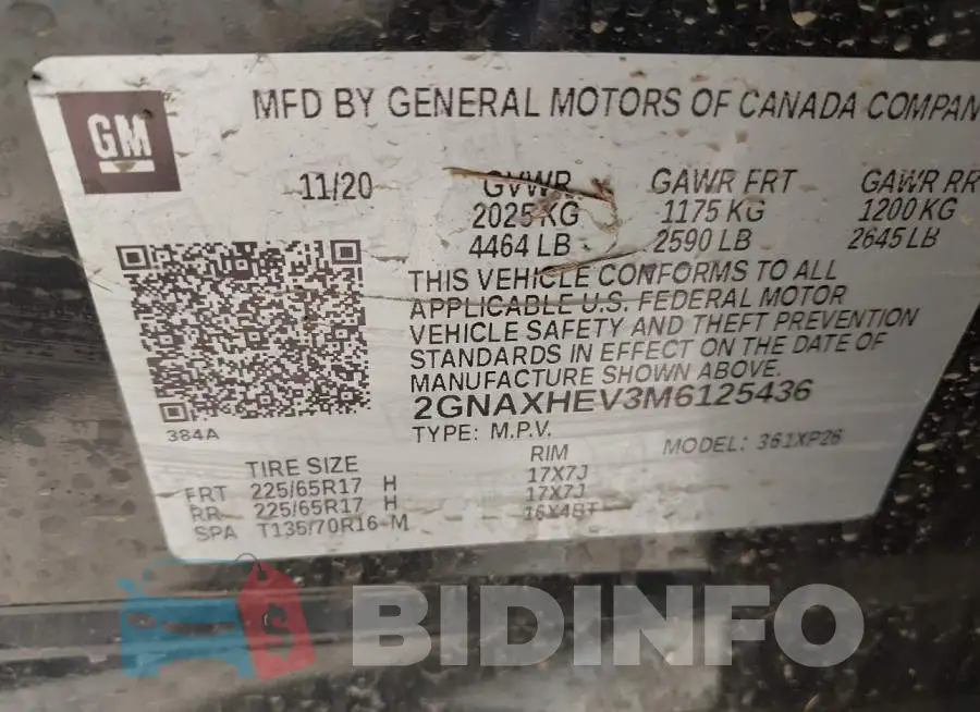 2GNAXHEV3M6125436 Photo# 9