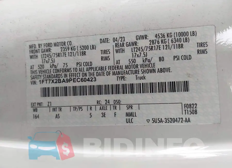 1FT7X2BA9PEC60423 Photo# 9