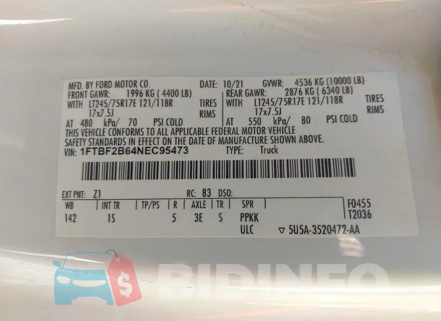 1FTBF2B64NEC95473 Photo# 9