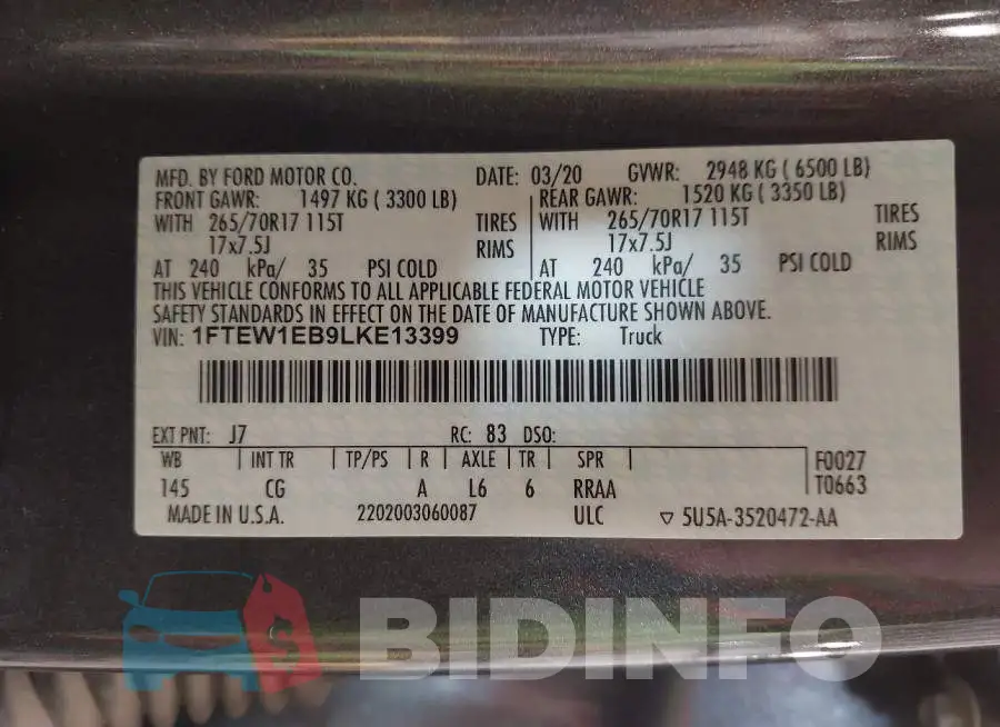 1FTEW1EB9LKE13399 Photo# 9