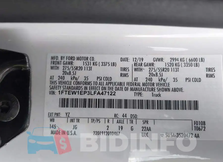 1FTEW1EP3LFA47122 Photo# 9