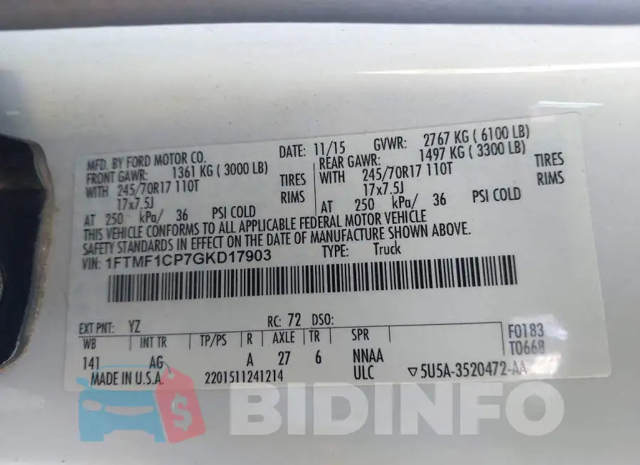 1FTMF1CP7GKD17903 Photo# 9