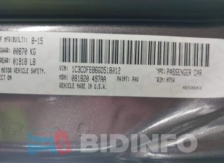 1C3CDFBB6GD518012 Photo# 9