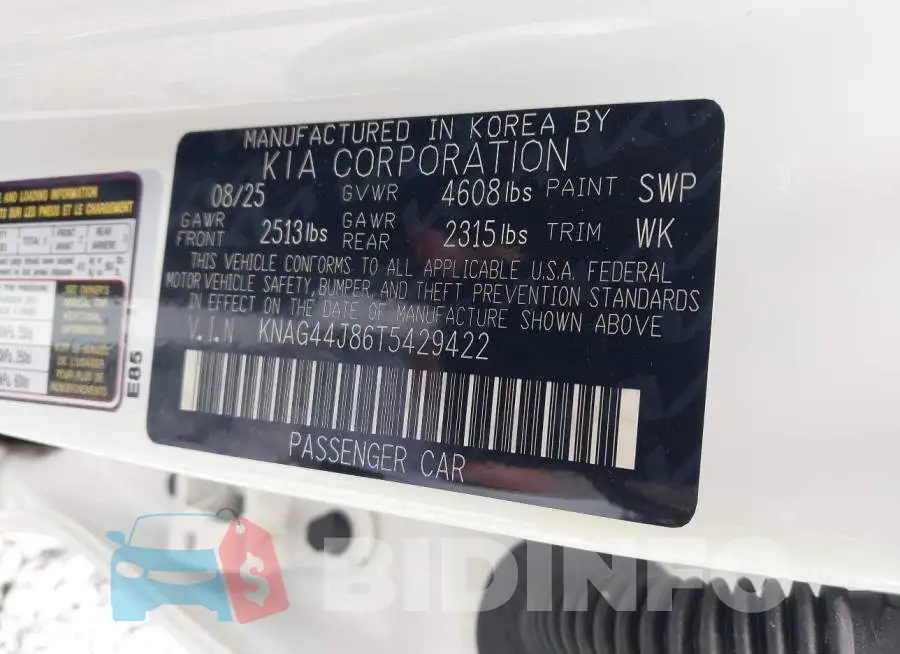 KNAG44J86T5429422 Photo# 9