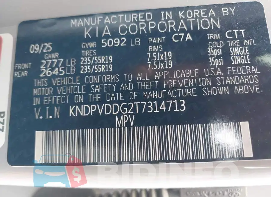 KNDPVDDG2T7314713 Photo# 9