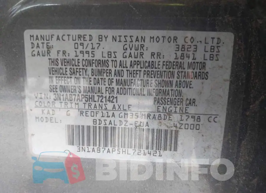 3N1AB7AP5HL721421 Photo# 9