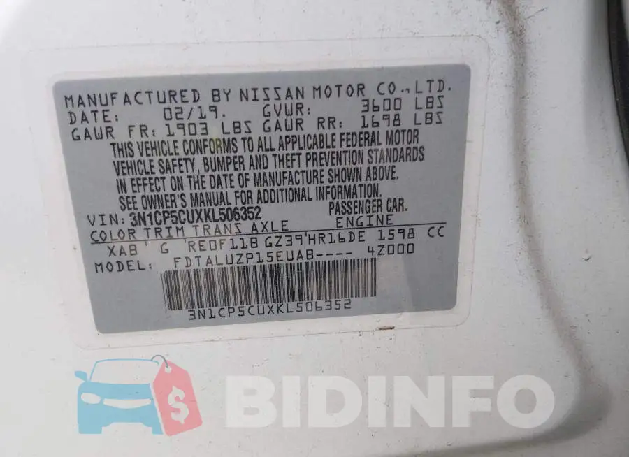 3N1CP5CUXKL506352 Photo# 9