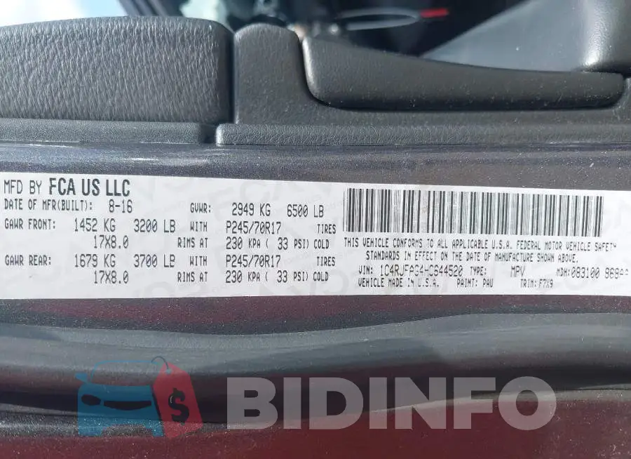 1C4RJFAG4HC644520 Photo# 9