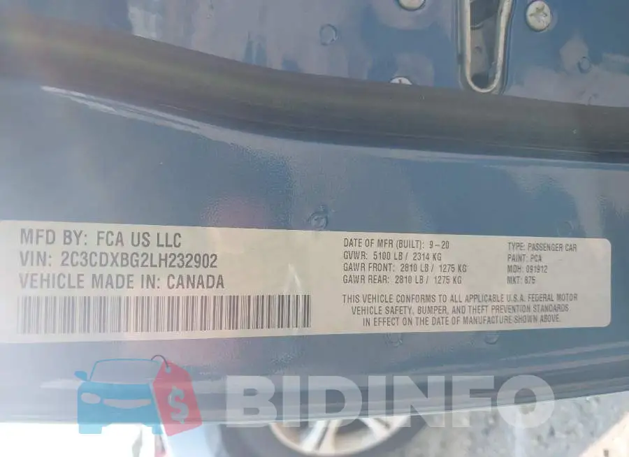 2C3CDXBG2LH232902 Photo# 9