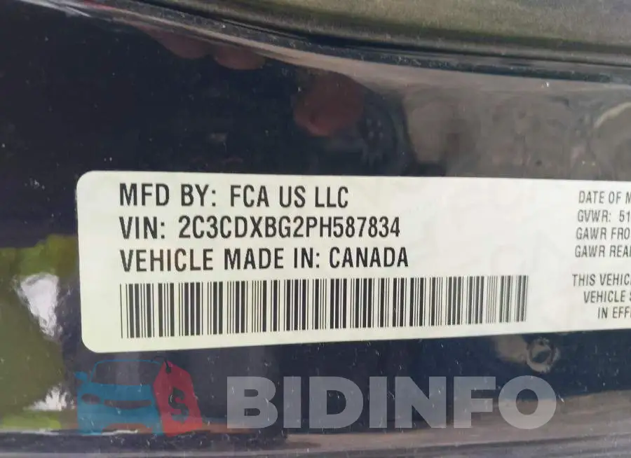 2C3CDXBG2PH587834 Photo# 9