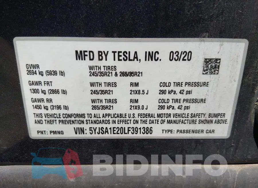 5YJSA1E20LF391386 Photo# 9