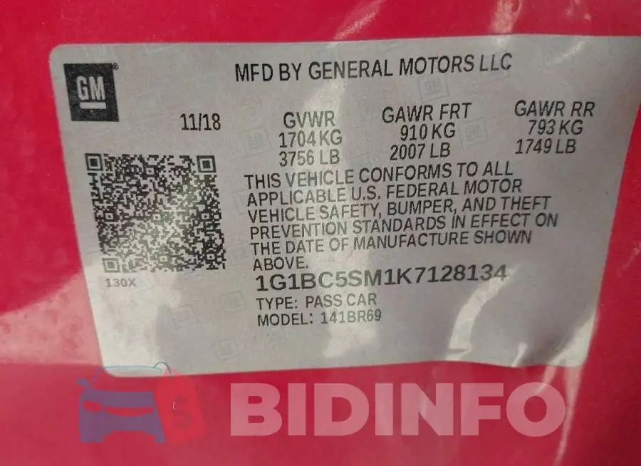 1G1BC5SM1K7128134 Photo# 9