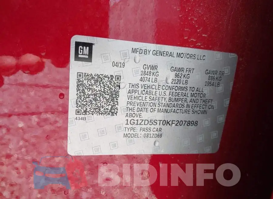 1G1ZD5ST0KF207898 Photo# 9