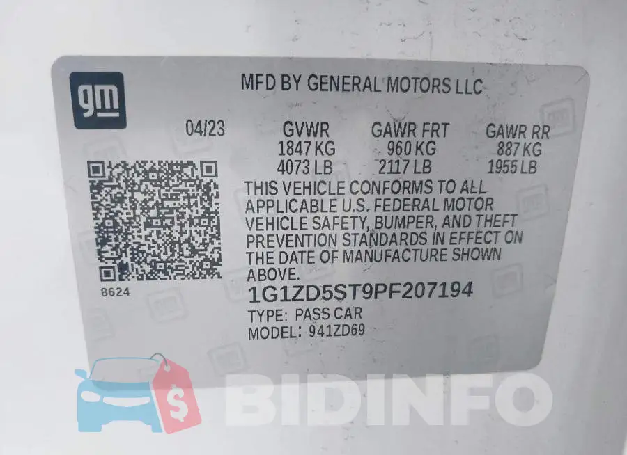 1G1ZD5ST9PF207194 Photo# 9