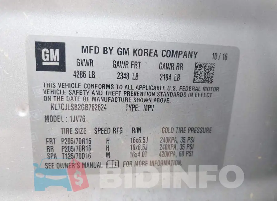 KL7CJLSB2GB762624 Photo# 9