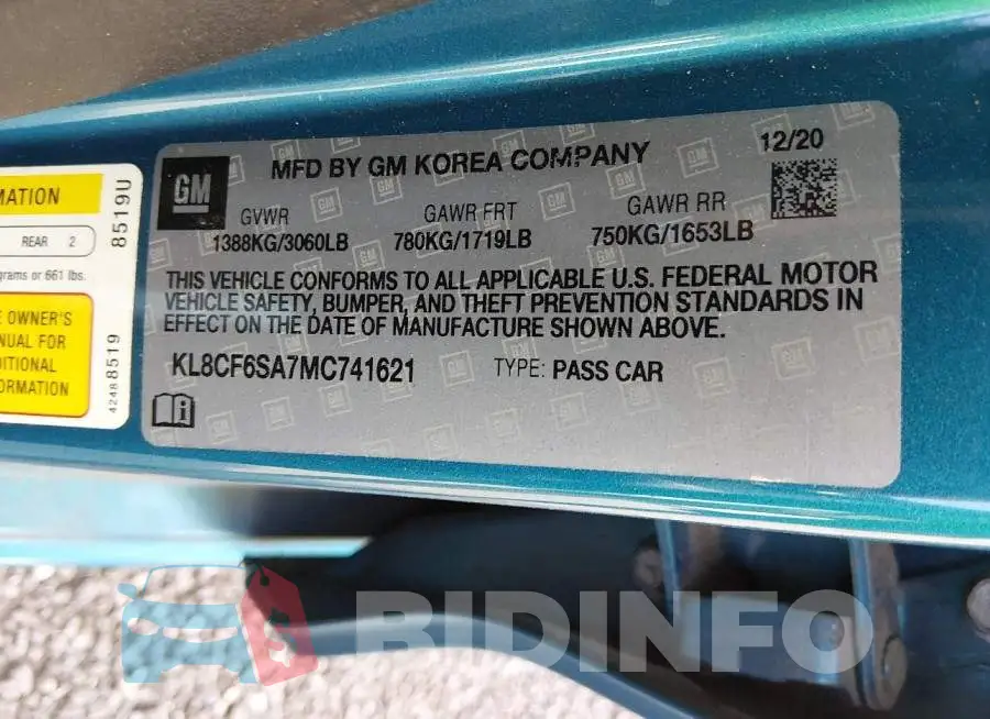 KL8CF6SA7MC741621 Photo# 9
