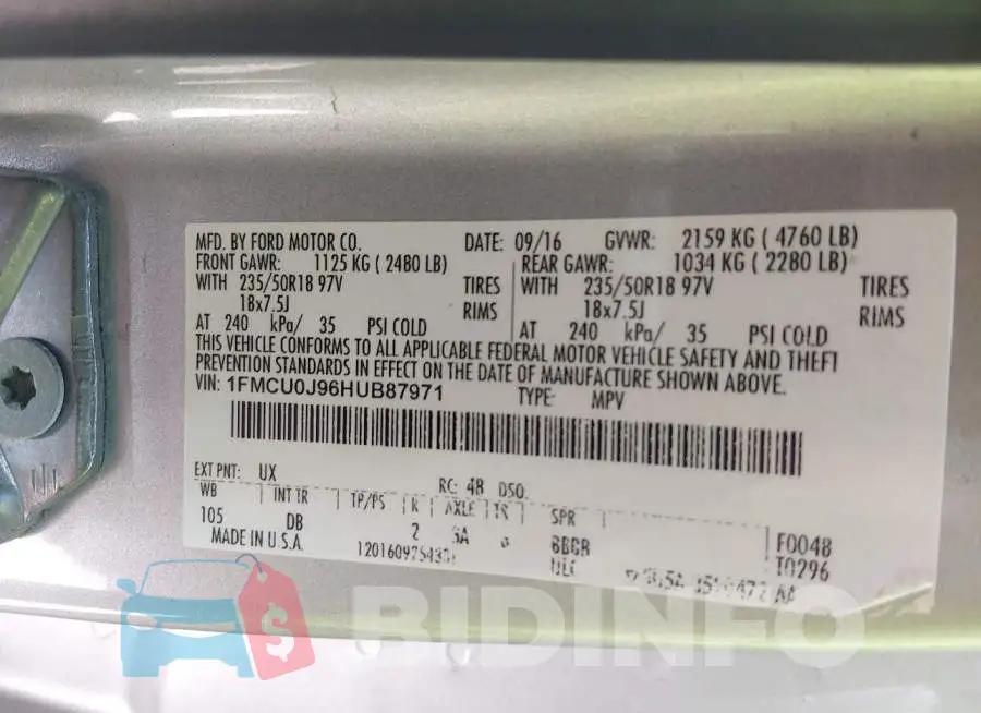 1FMCU0J96HUB87971 Photo# 9