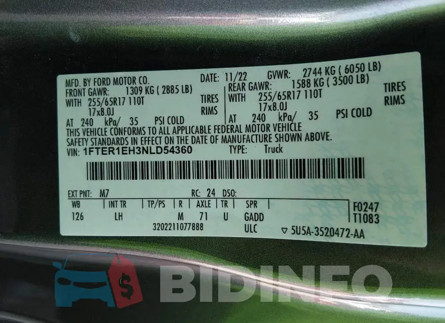 1FTER1EH3NLD54360 Photo# 9