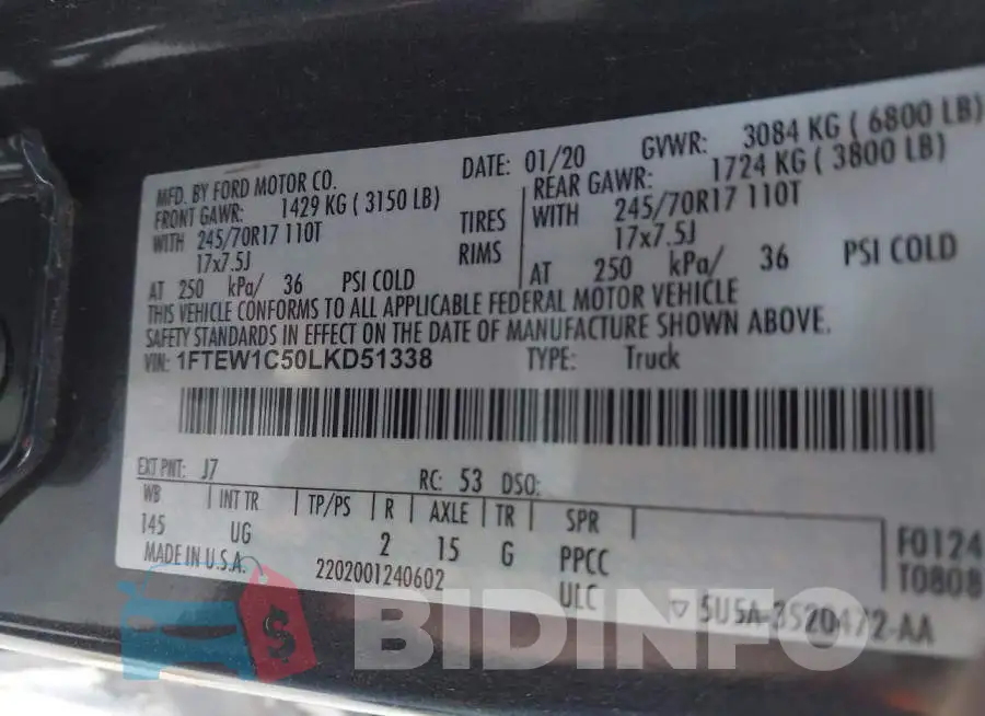 1FTEW1C50LKD51338 Photo# 9