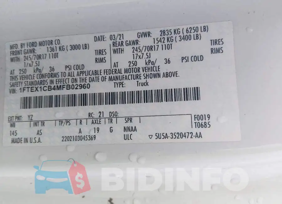 1FTEX1CB4MFB02960 Photo# 9