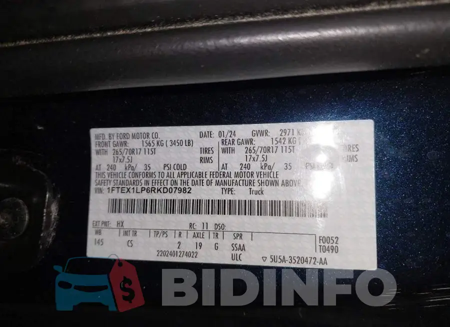 1FTEX1LP6RKD07982 Photo# 9
