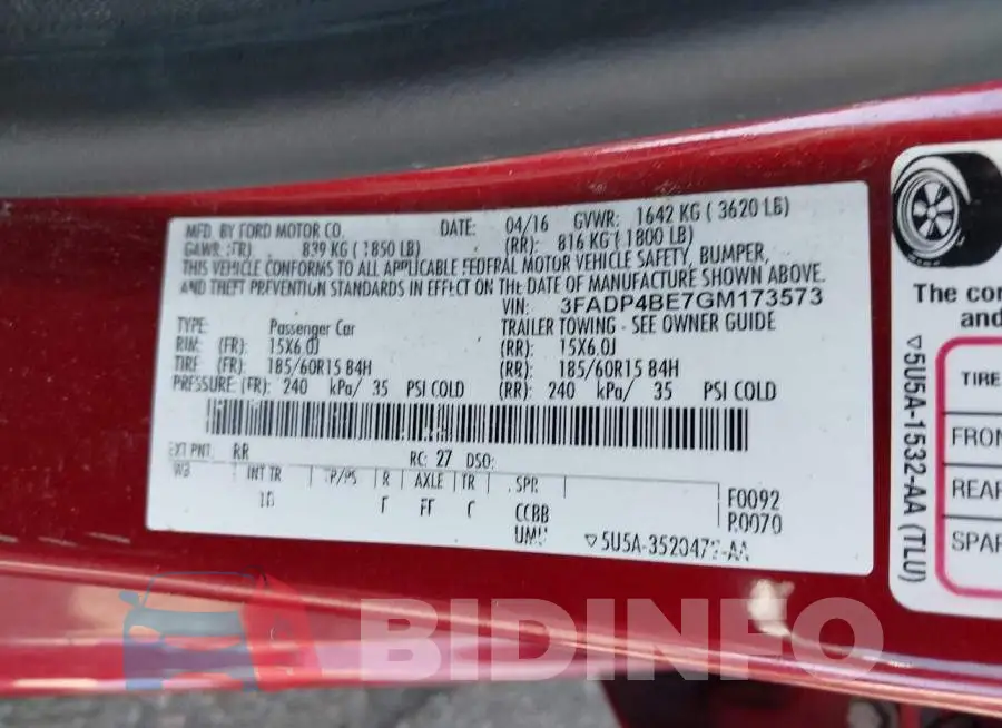 3FADP4BE7GM173573 Photo# 9