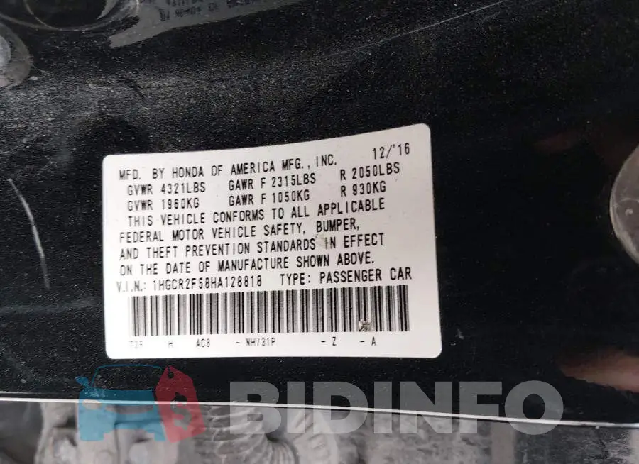 1HGCR2F58HA128818 Photo# 9