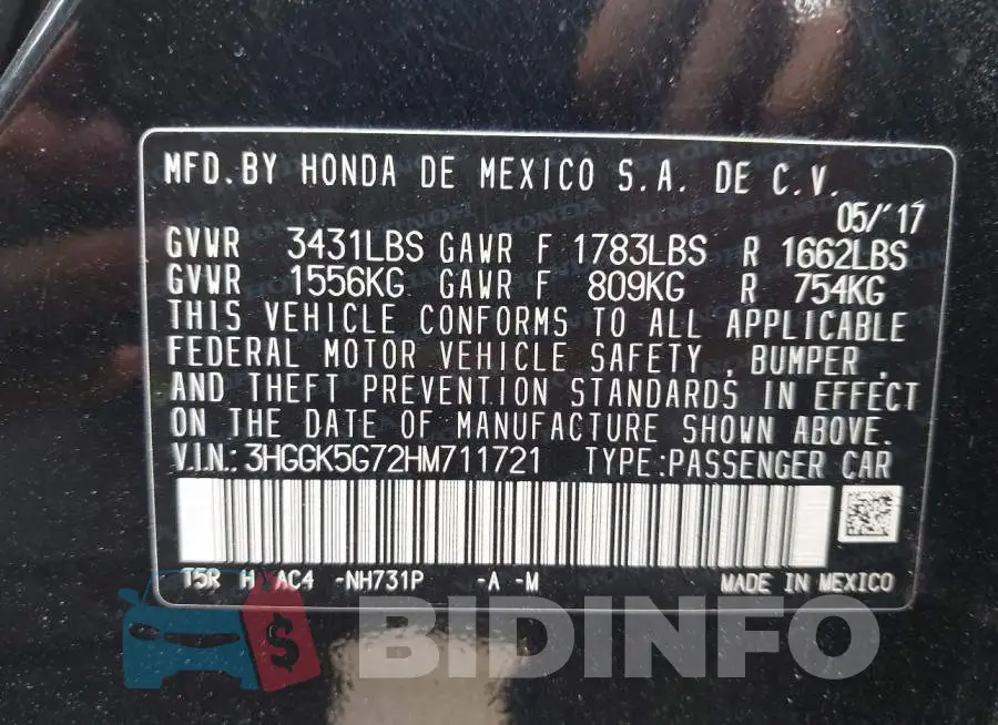 3HGGK5G72HM711721 Photo# 9