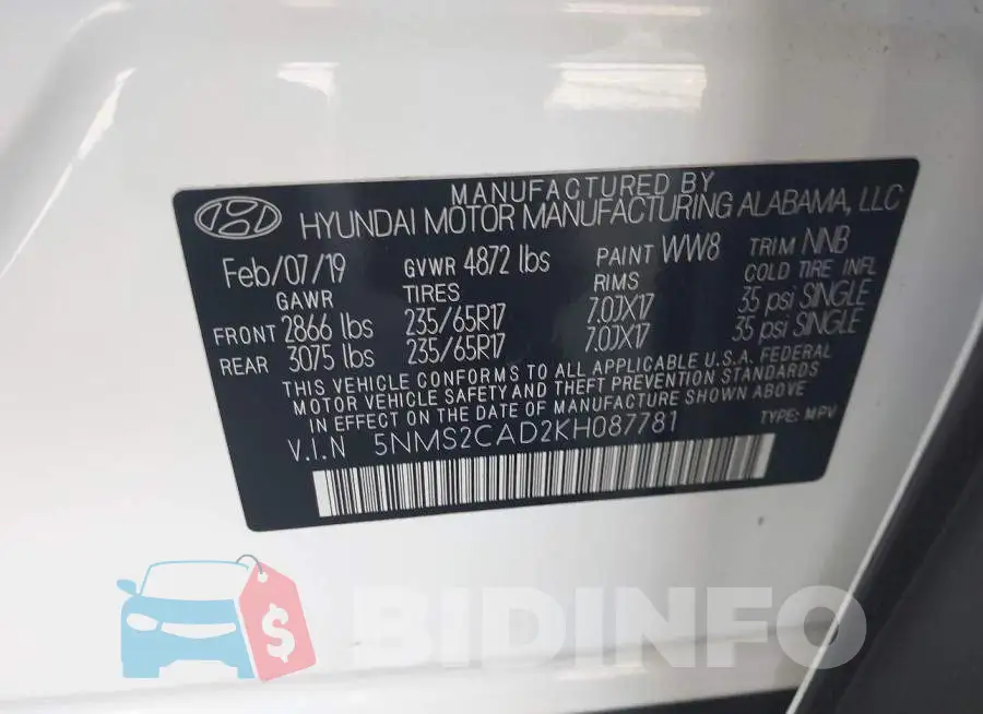 5NMS2CAD2KH087781 Photo# 9