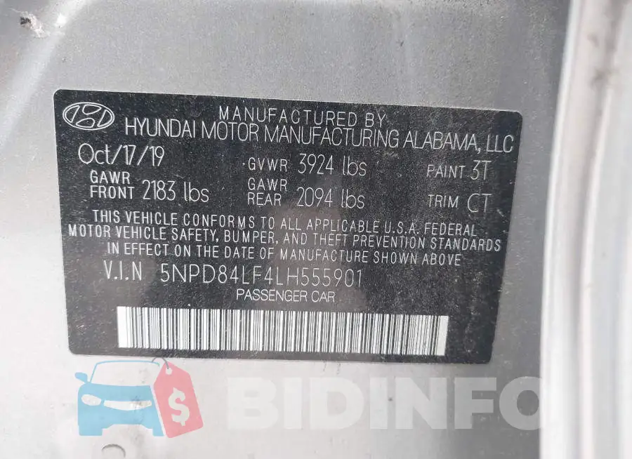5NPD84LF4LH555901 Photo# 9