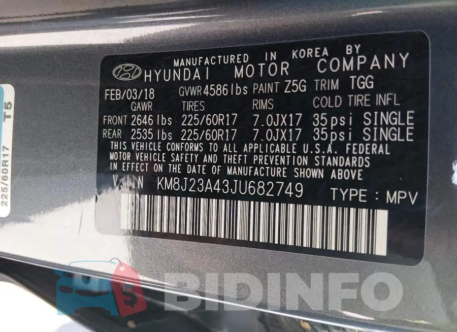 KM8J23A43JU682749 Photo# 9