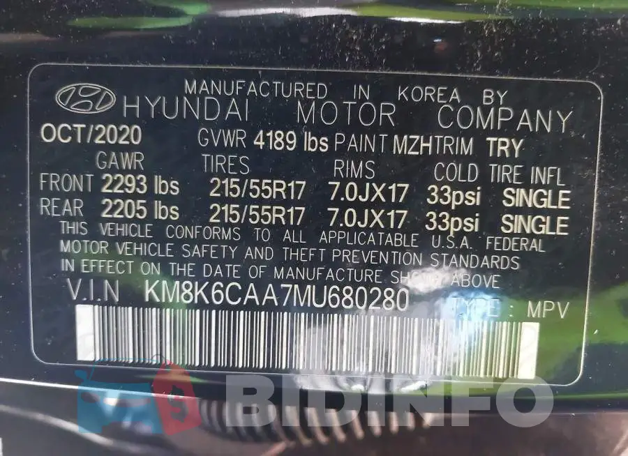 KM8K6CAA7MU680280 Photo# 9