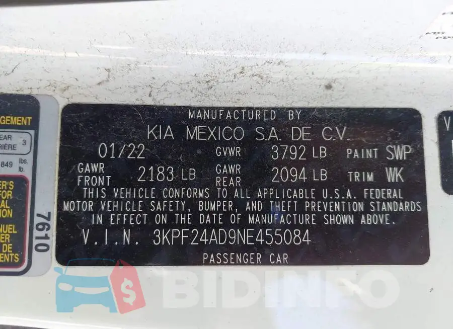 3KPF24AD9NE455084 Photo# 9