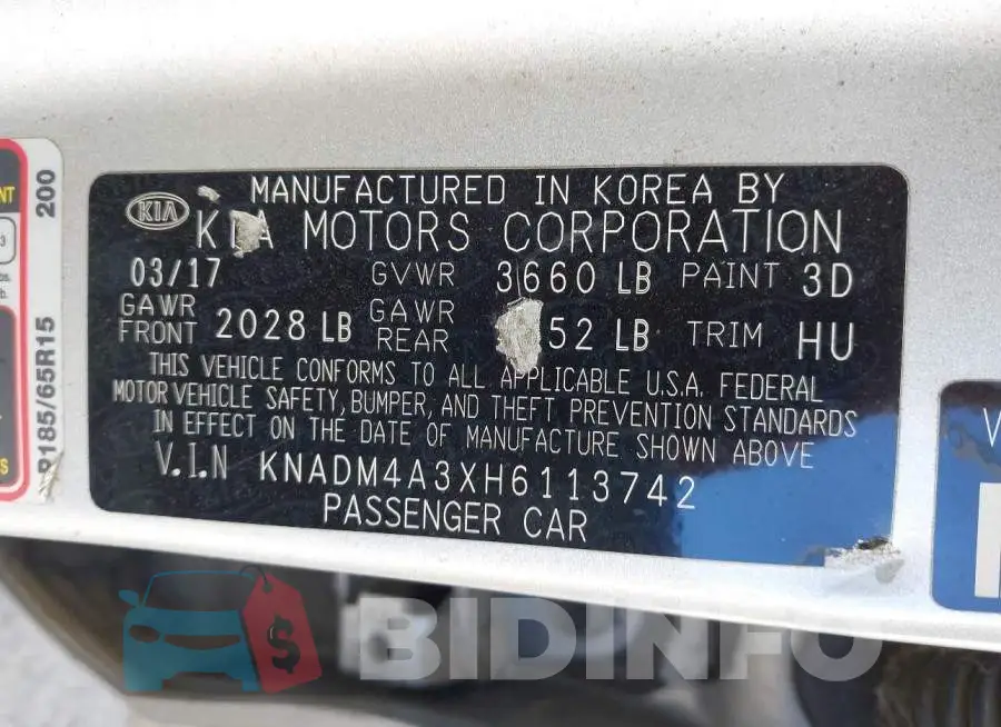 KNADM4A3XH6113742 Photo# 9
