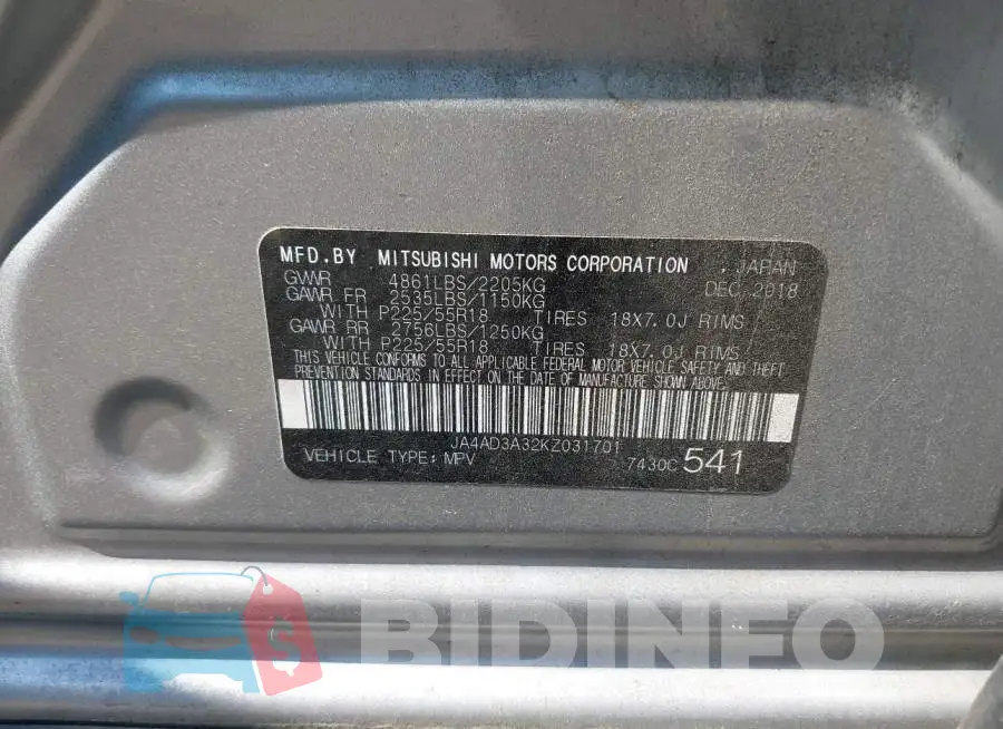 JA4AD3A32KZ031701 Photo# 9