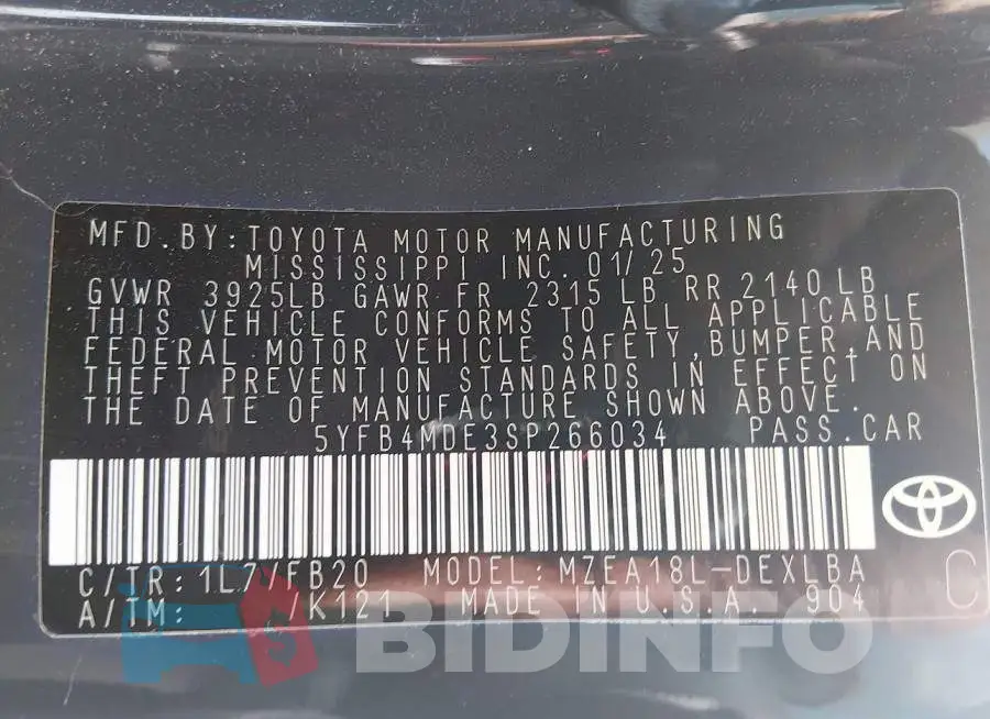 5YFB4MDE3SP266034 Photo# 9