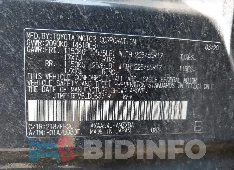 JTMF1RFV5LD063719 Photo# 9