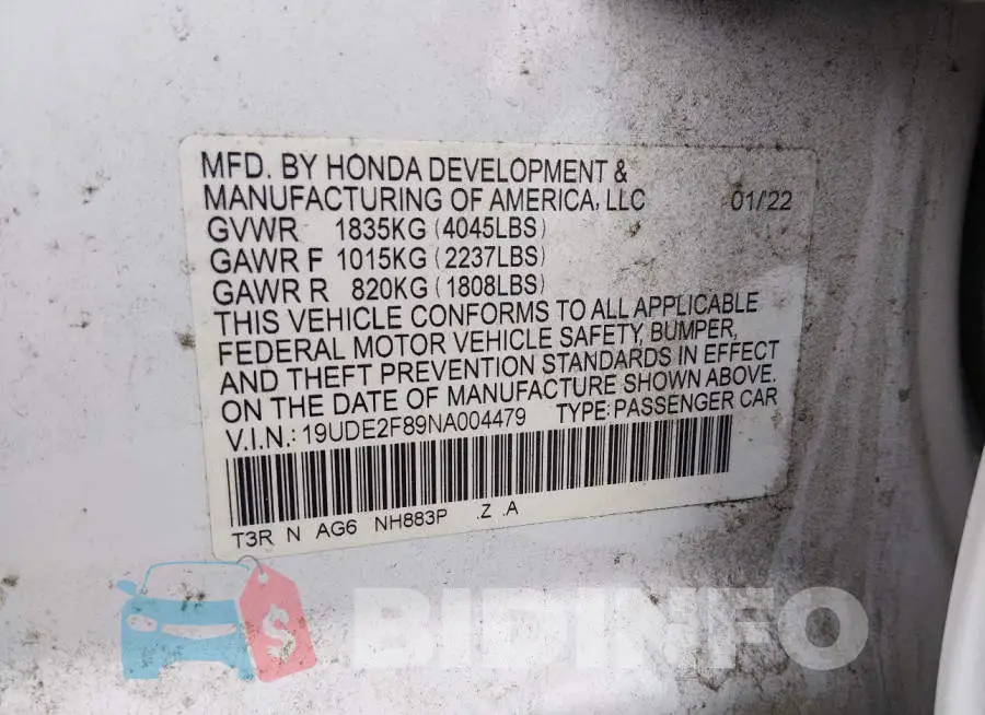 19UDE2F89NA004479 Photo# 9