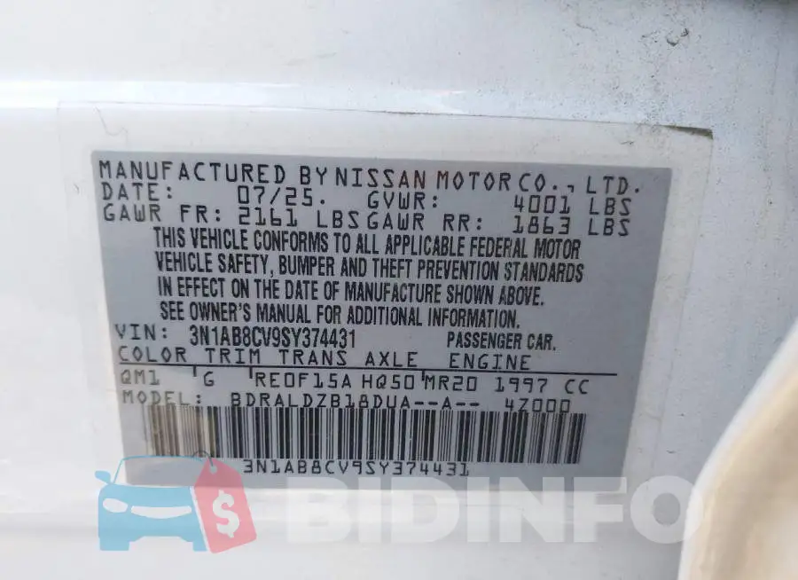 3N1AB8CV9SY374431 Photo# 9