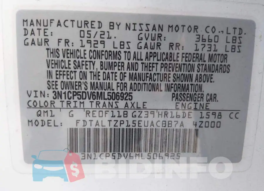 3N1CP5DV6ML506925 Photo# 9