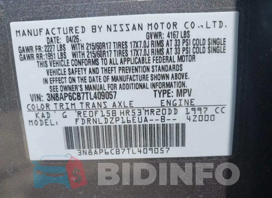 3N8AP6CB7TL409057 Photo# 9