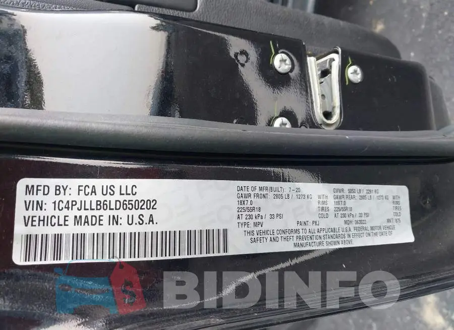 1C4PJLLB6LD650202 Photo# 9