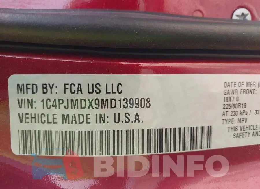 1C4PJMDX9MD139908 Photo# 9
