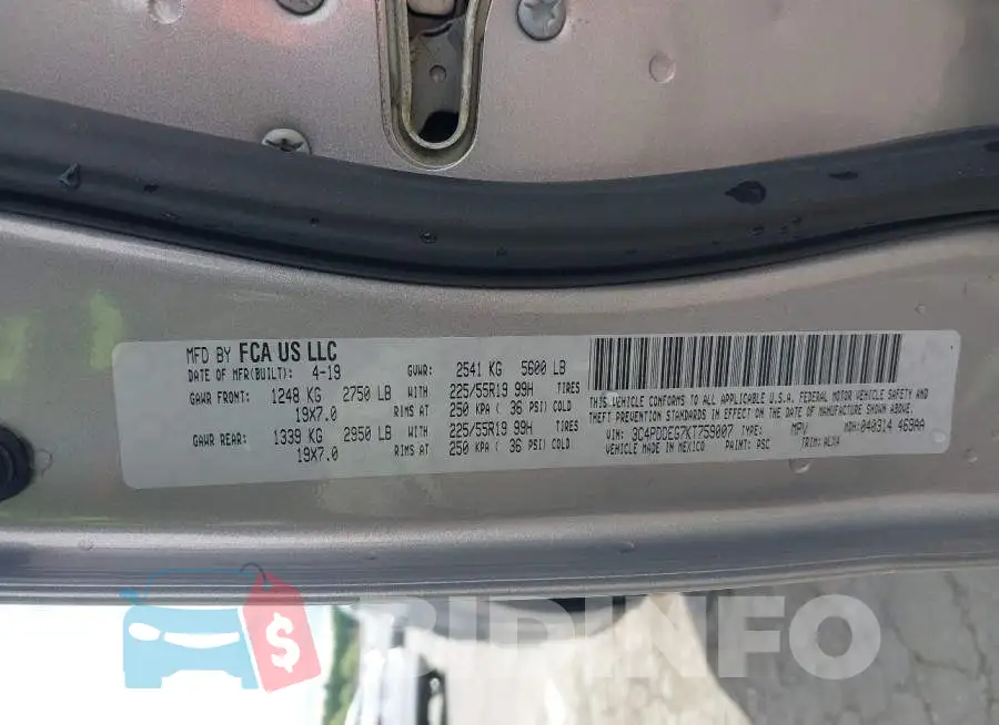 3C4PDDEG7KT759007 Photo# 9
