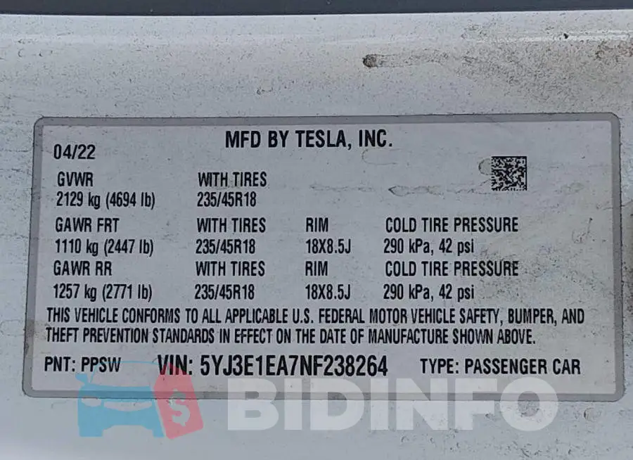 5YJ3E1EA7NF238264 Photo# 9