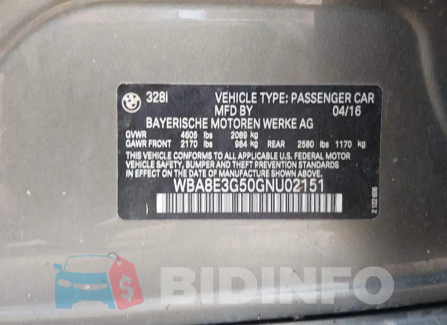 WBA8E3G50GNU02151 Photo# 9