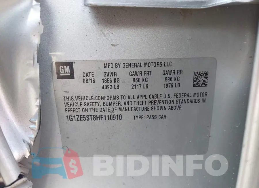 1G1ZE5ST8HF110910 Photo# 9