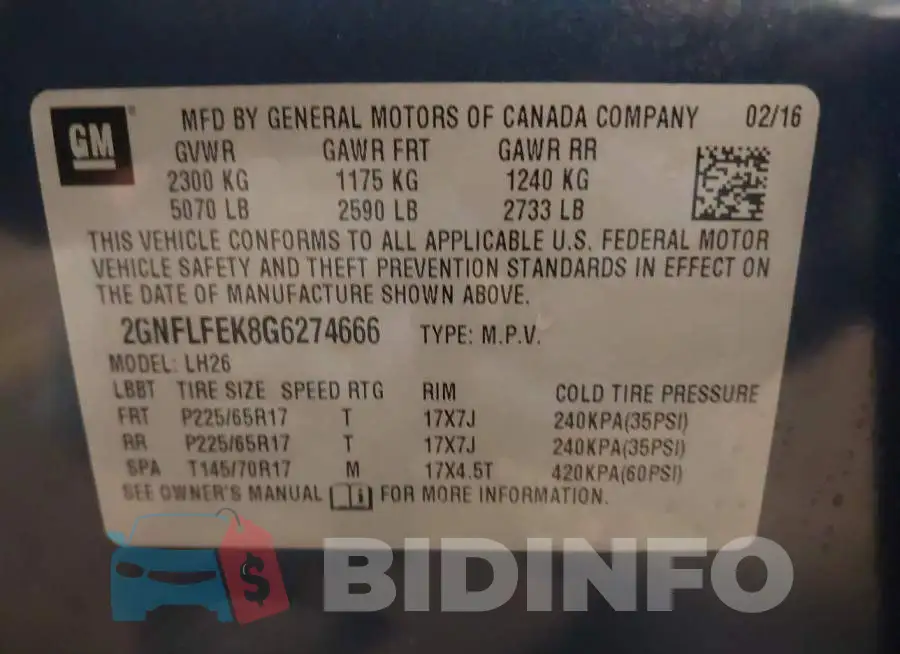 2GNFLFEK8G6274666 Photo# 9