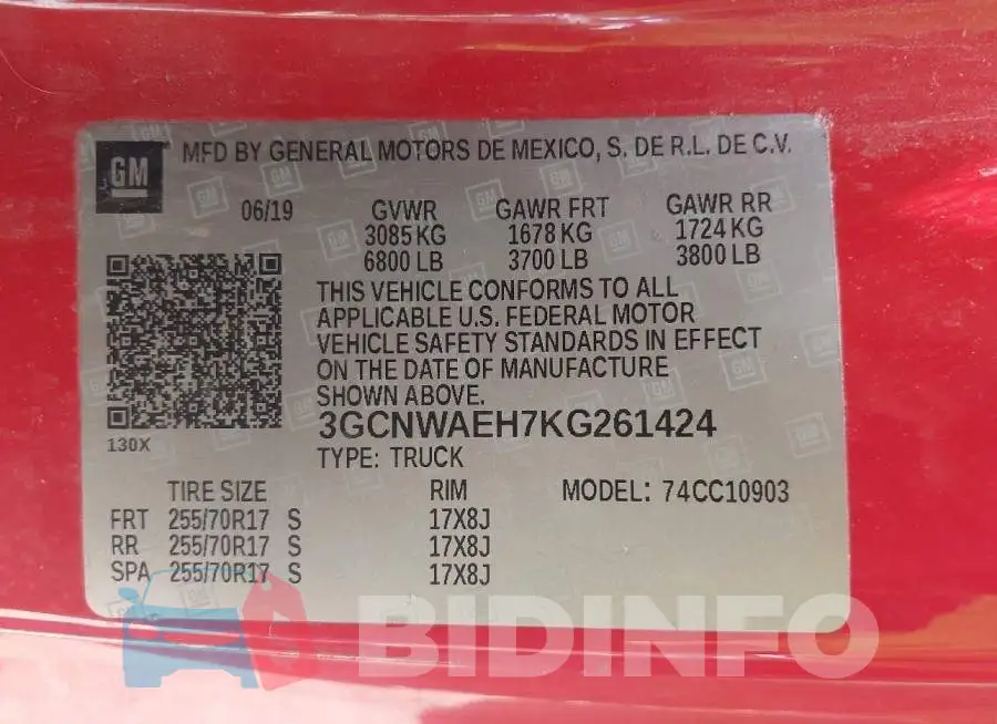 3GCNWAEH7KG261424 Photo# 9