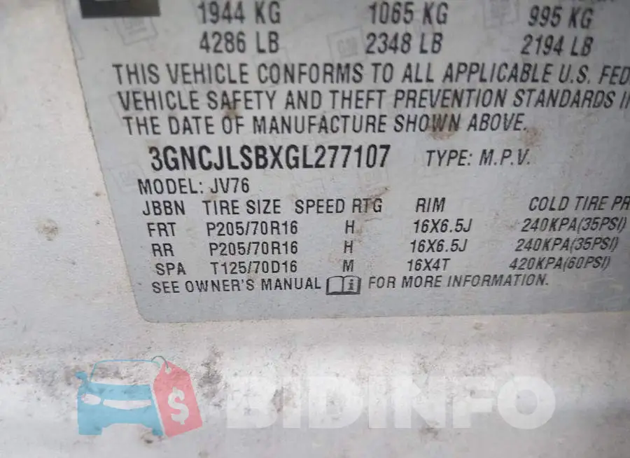 3GNCJLSBXGL277107 Photo# 9